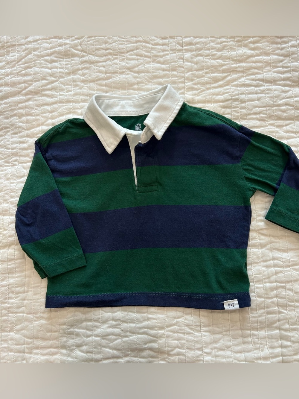 BabyGap Baby Boys Long Sleeve Striped Rugby Polo Shirt Size 12-18 Mos